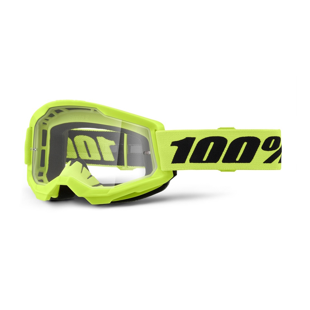 100% Strata 2 Youth neon žltá, číre plexi