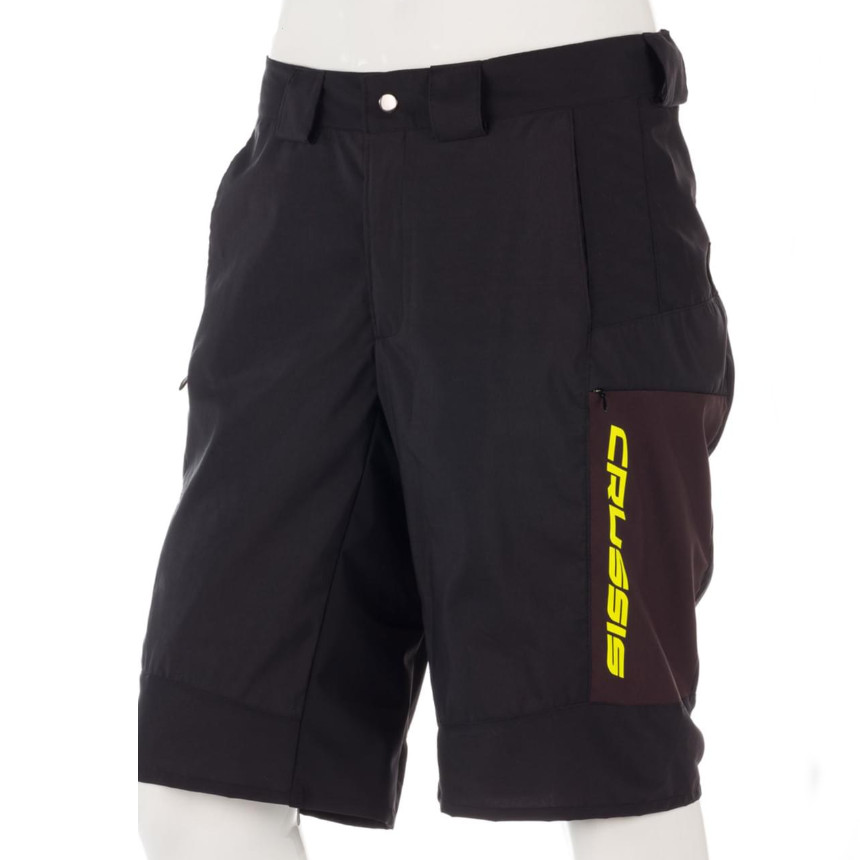 Cyklistické šortky Crussis čierna/žltá fluo - XL