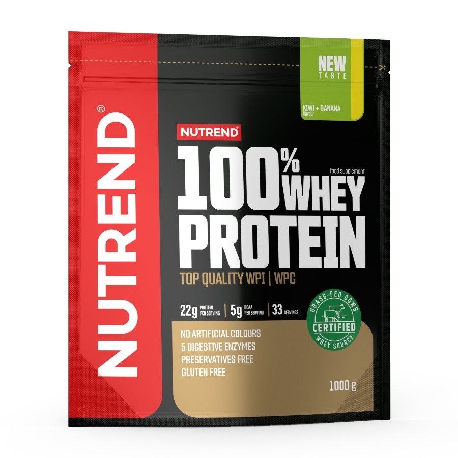 Práškový koncentrát Nutrend 100% WHEY Protein 1000g kiwi-banán