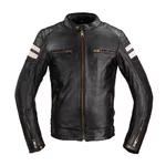 Pánska kožená moto bunda W-TEC Stripe - 2.akosť - čierna s béžovými pruhmi