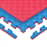 Puzzle tatami podložka inSPORTline Sazegul 100x100x2 cm - červeno-modrá, vzor 5 prúžkov