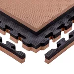 Puzzle tatami podložka inSPORTline Malmeida 100x100x4 cm - mocha mousse-čierna, vzor 5 prúžkov