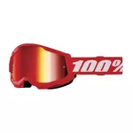 Detské motokrosové okuliare 100% Strata 2 Youth Mirror - červená, červené plexi
