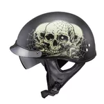Moto prilba W-TEC Black Heart Rednut - Skulls/Matt Black