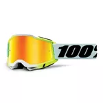 Motokrosové okuliare 100% Accuri 2 Mirror - Dunder bielo-zelená, zrkadlové plexi