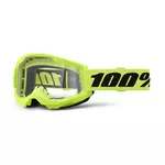 Detské motokrosové okuliare 100% Strata 2 Youth - neon žltá, číre plexi