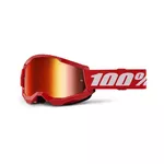 Motokrosové okuliare 100% Strata 2 New Mirror - Červené, červené plexi