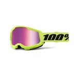 Motokrosové okuliare 100% Strata 2 New Mirror - Neon žlté, ružové plexi