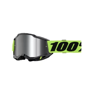 Detské motokrosové okuliare 100% Accuri 2 Junior Mirror - žltá, zrkadlové strieborné plexi