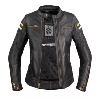 Dámska kožená moto bunda W-TEC Stripe Lady - čierna