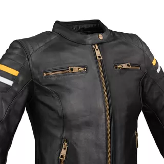 Dámska kožená moto bunda W-TEC Stripe Lady - čierna
