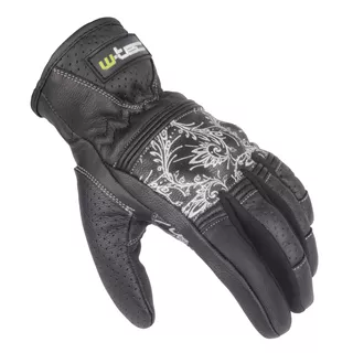 Dámske kožené moto rukavice W-TEC Polcique - čierno-biela - čierno-biela