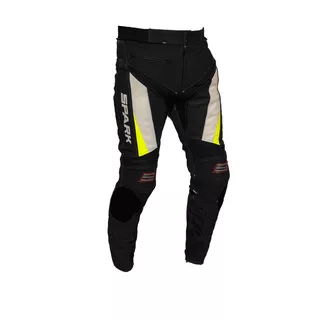 Pánske kožené moto nohavice Spark ProComp - čierna - čierno-bielo-fluo
