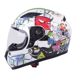 Detská integrálna prilba W-TEC FS-815G Tagger Green - bielo-zelená s grafikou