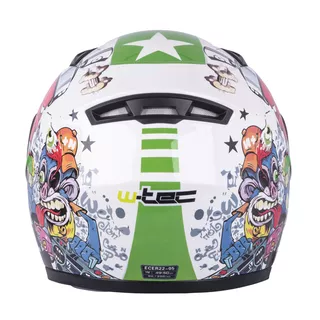 Detská integrálna prilba W-TEC FS-815G Tagger Green - bielo-zelená s grafikou