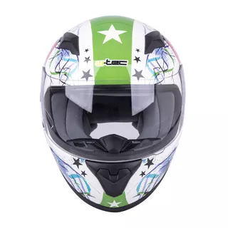 Detská integrálna prilba W-TEC FS-815G Tagger Green - bielo-zelená s grafikou
