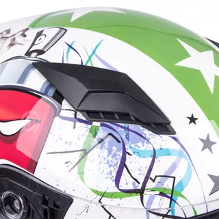 Detská integrálna prilba W-TEC FS-815G Tagger Green - bielo-zelená s grafikou