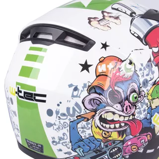 Detská integrálna prilba W-TEC FS-815G Tagger Green - bielo-zelená s grafikou
