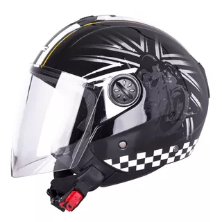 Otvorená prilba W-TEC FS-715B Union Black - 2.akosť - čierna s grafikou