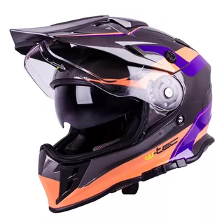 Moto prilba W-TEC V331 - čierno-modro-oranžová
