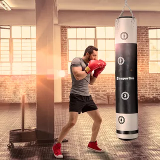 Boxovacie vrece inSPORTline Robkin 180x35cm / 50 kg - čierno-biela