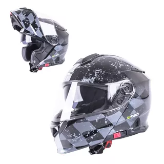 Výklopná moto prilba W-TEC V271 - čierno-šedá - čierno-šedá