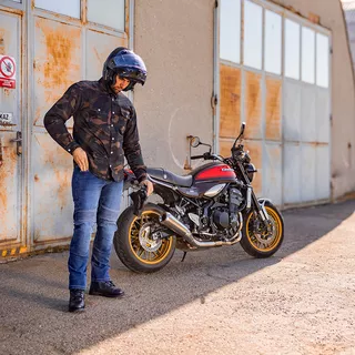 Pánske moto jeansy BOS Micas - Acid Blue