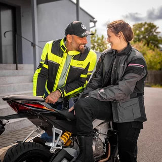 Dámska moto bunda W-TEC Barbata - čierno-šedo-ružová