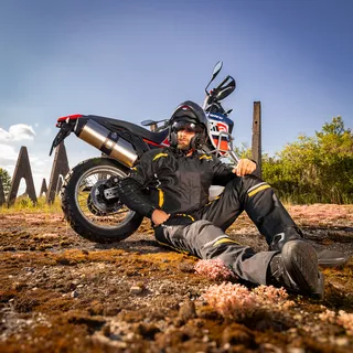 Pánske letné moto nohavice W-TEC Toranio - čierno-žltá