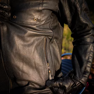 Letná kožená moto bunda W-TEC Gradac - čierna