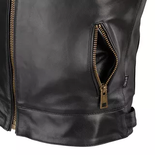 Pánska kožená moto bunda W-TEC Stripe - 2.akosť - čierna s béžovými pruhmi