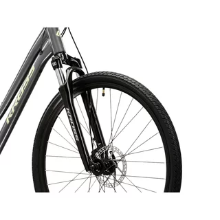 Dámsky crossový bicykel Kross EVADO 3.0 28" - model 2025 - šedá / zelená / lesk