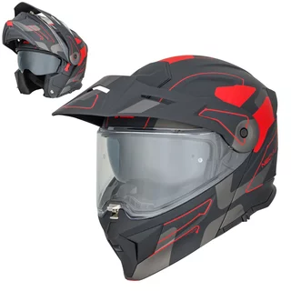 Výklopná moto prilba 3v1 W-TEC Neovu Graphic - čierno-červená