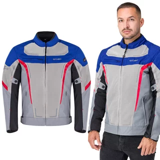 Letná pánska moto bunda W-TEC Mirelio - šedo-modro-červená