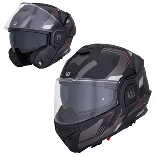Preklápacia moto prilba W-TEC Zoroz P/J - Matt Black-Fluo Pink
