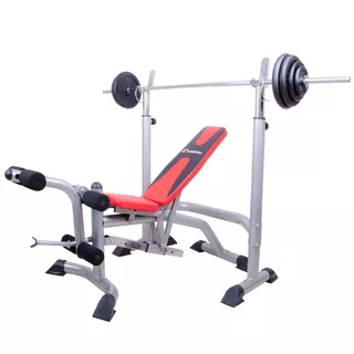 Multifunkčná lavica inSPORTline LKM904 + závažia + hriadeľ