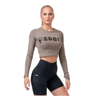 Dámsky crop top s dlhým rukávom Nebbia Sporty Hero 585 - Mocha