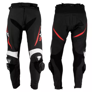 Pánske kožené moto nohavice W-TEC Vector - čierna-fluo - čierno-červená