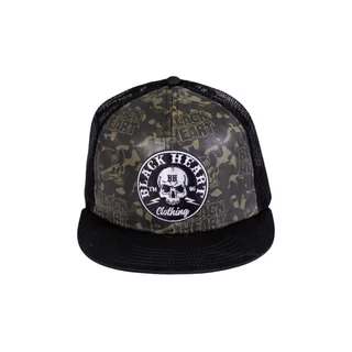 Šiltovka BLACK HEART Bastard Skull Trucker - khaki-čierna