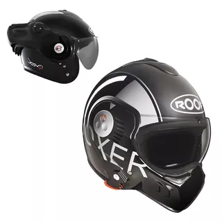 Preklápacia moto prilba Roof Boxer V8 Grafic P/J - čierno-šedá