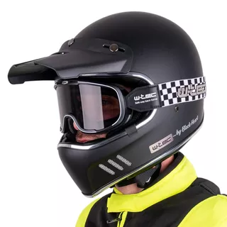 Moto prilba W-TEC Black Heart Retron s okuliarmi Chesster