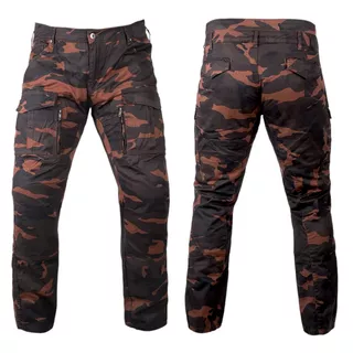 Pánske moto nohavice BOS Cargo D - Green - Brown Camo
