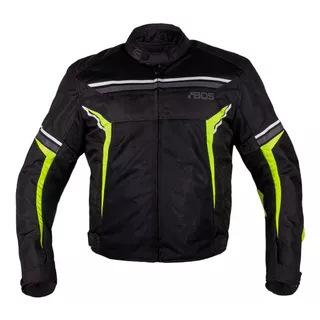 Pánska moto bunda BOS Laganas - Full Black - Black / Yellow