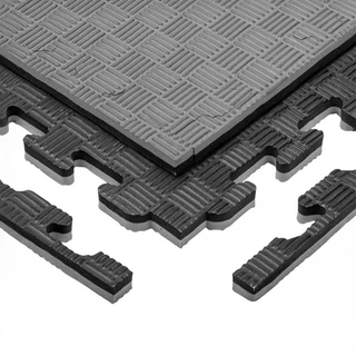 Puzzle tatami podložka inSPORTline Sazegul 100x100x2 cm - mocha mousse-čierna, vzor 5 prúžkov - šedo-čierna, vzor 5 prúžkov