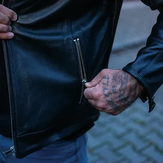 Kožená moto bunda W-TEC Elcabron - čierna