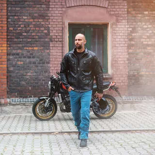 Kožená moto bunda W-TEC Valebravo - 2.akosť - čierna