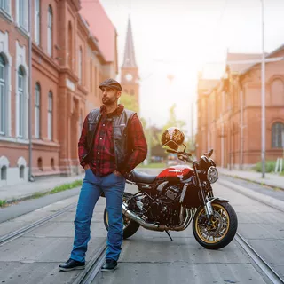 Kožená moto vesta W-TEC Trabacho - čierna