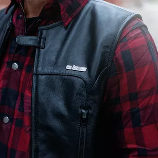 Kožená moto vesta W-TEC Trabacho - čierna