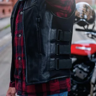 Kožená moto vesta W-TEC Trabacho - čierna