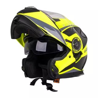 Výklopná prilba W-TEC Banelmeda - 2.akosť - šedo-čierno-fluo žltá